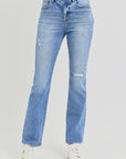 RISEN Full Size Distressed High-Rise Ankle Straight Jeans