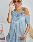 Gray BiBi Front Crochet Lace Adjustable Strap Top