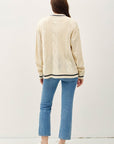 Be Cool Contrast Trim Cable-Knit V-Neck Cardigan