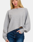 Zenana Asymmetric Hem Long Sleeve Sweater