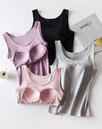 Light Gray Round Neck Tank with Bra