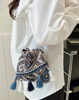 Gray Tassel Spaghetti Strap Shoulder Bag