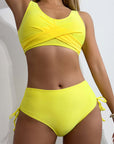 Dark Khaki Scoop Neck Wide Strap Bikini Set Sentient Beauty Fashions Swimwear