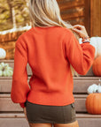 Pumpkin Pattern Round Neck Sweater