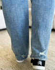 Slate Gray Judy Blue Full Size High Waist Distressed Straight Jeans