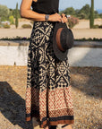 Geometric Elastic Waist Maxi Skirt