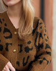 Leopard V-Neck Button Up Cardigan