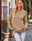 Mock Neck Rib-Knit Sweater