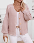 V-Neck Button Up Raglan Sleeve Cardigan