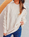 Diamond Round Neck Long Sleeve Sweater