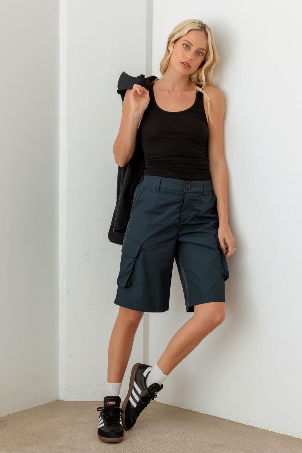 Gray Le Lis Navy Cargo Bermuda Shorts