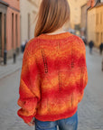 Openwork Round Neck Long Sleeve Sweater