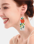 Flower Beaded Dangle Earrings