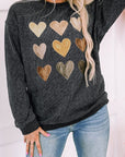 Heart Round Neck Dropped Shoulder Sweatshirt