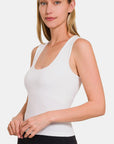 Antique White Zenana Cropped Padded Seamless Tank