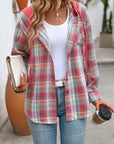 Plaid Long Sleeve Hooded Jacket