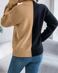 Contrast Round Neck Long Sleeve Sweater