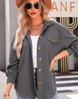 Textured Button Up Long Sleeve Shacket