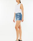 Kancan Full Size High Rise Raw Hem Denim Shorts