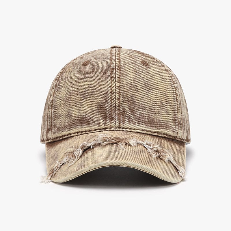 Beige Fringe Adjustable Cotton Baseball Cap