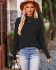 Mock Neck Rib-Knit Sweater