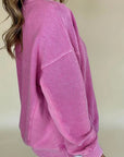 Notched Dropped Shoulder Long Sleeve Sweatshirt