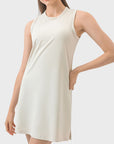 Light Gray Round Neck Sleeveless Active Dress