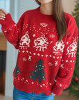 Christmas Element Round Neck Long Sleeve Sweater