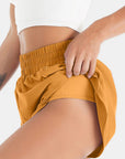 Dark Salmon Elastic Waist Active Shorts