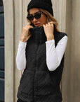 Fuzzy Plaid Texture Zip Up Vest Coat