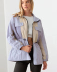 Light Gray Le Lis Color Block Collared Wind Breaker Jacket