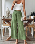 Rosy Brown Pocketed Elastic Waist Wide Leg Pants