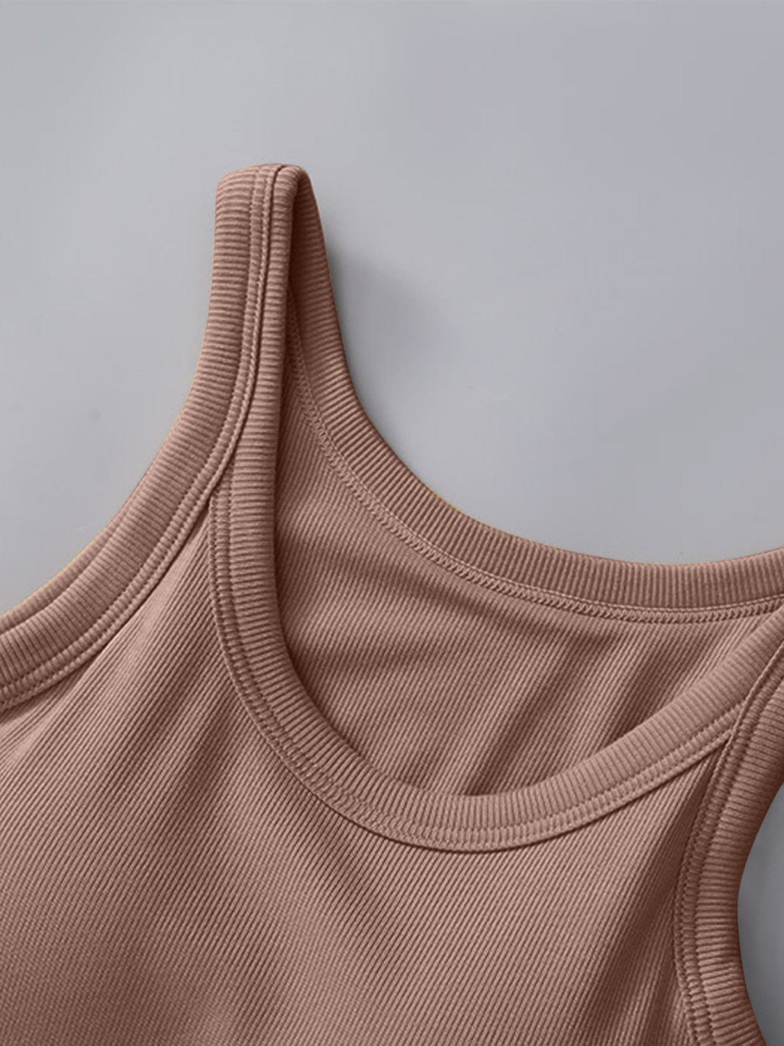 Dark Gray Round Neck Tank with Bra