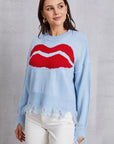 Lip Fringe Round Neck Sweater