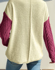 Double Take Full Size Color Block Drop Shoulder Sweater