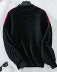 Contrast Round Neck Long Sleeve Sweater