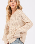 SAGE + FIG Cable-Knit Long Sleeve Sweater