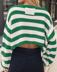 Striped Dropped Shoulder Long Sleeve Sweater