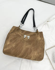 Beige Bow Polyester Medium Tote Bag Sentient Beauty Fashions *Accessories