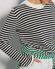 Striped Round Neck Long Sleeve Sweater