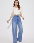 High Waist Straight Leg Jeans with Pockets