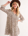 And The Why Leopard Ruffle Hem Woven Mini Dress