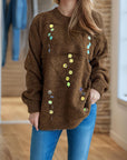 Sequin Mock Neck Long Sleeve Sweater