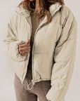 Gray Zip Up Collared Neck Long Sleeve Winter Coat Sentient Beauty Fashions jackets