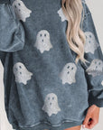 Glitter Ghost Round Neck Long Sleeve Sweatshirt