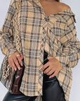 Plaid Collared Neck Long Sleeve Shirt