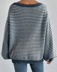 Striped Round Neck Dropped Shoulder Sweater