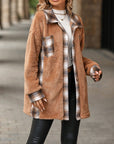 Plaid Contrast Dropped Shoulder Coat