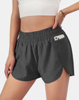 Dark Slate Gray Elastic Waist Active Shorts