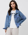 Pocketed Button Up Long Sleeve Denim Top